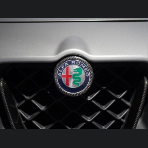 Alfa Romeo Stelvio Front V Shield Grill Frame + Emblem Frame Kit - Carbon Fiber - QV Model